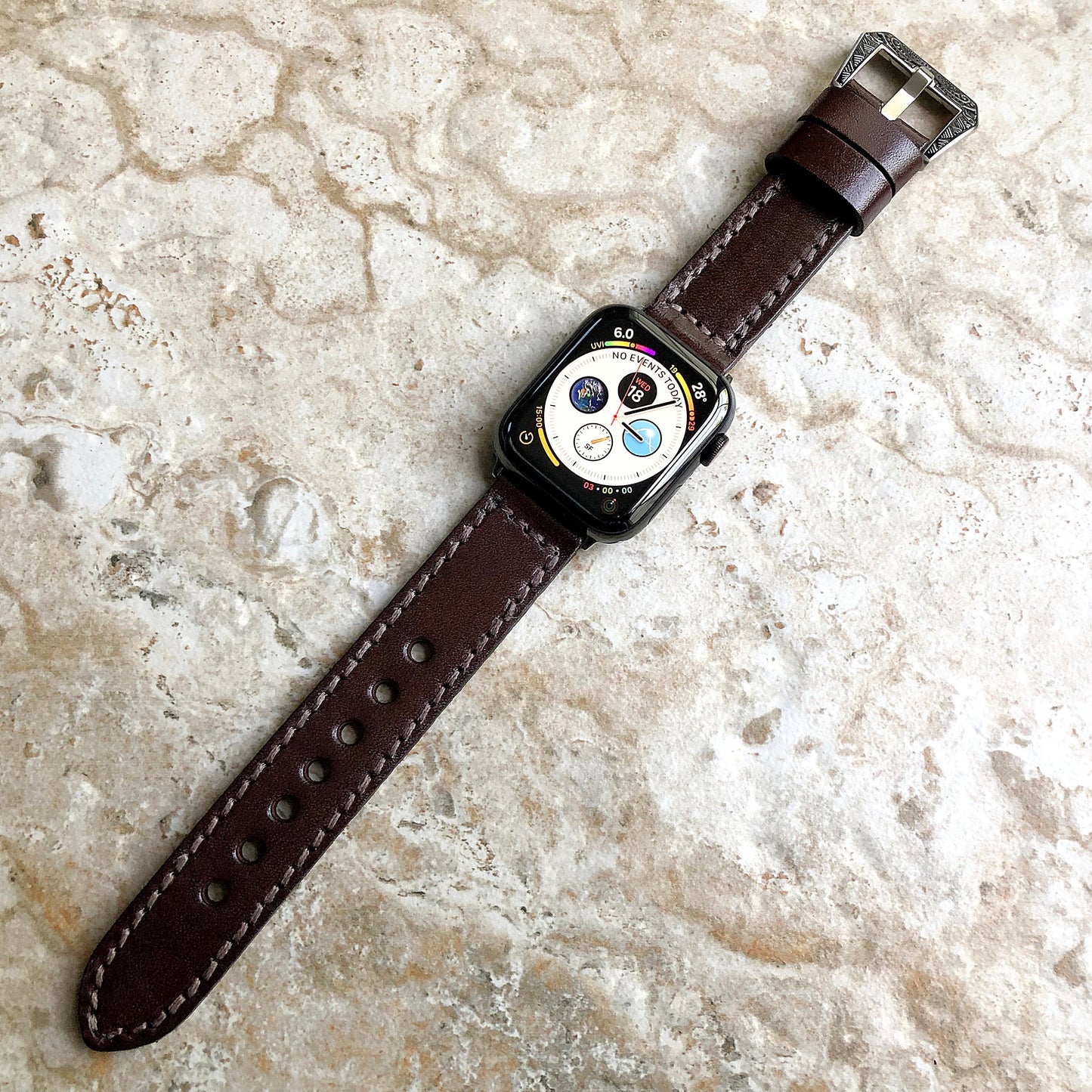 Apple Watch Brown Band for Ultra 2 and 9 8 Series iWatch 41mm 45mm 49mm Fully Stitched Handmade Thick Durable Leather Strap Bracelet