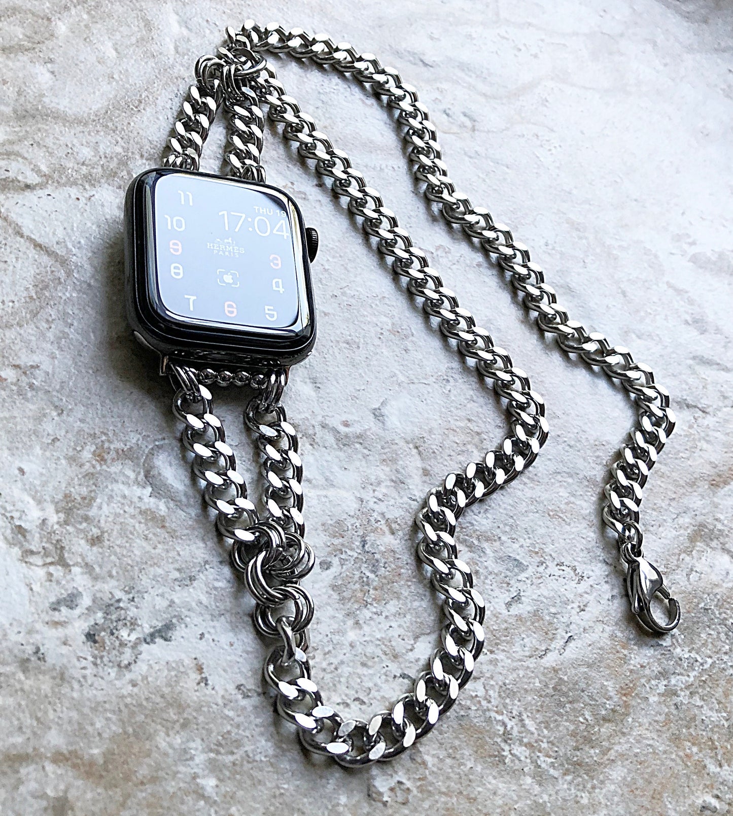 Apple Watch Band Bracelet St Steel Chain for iWatch Ultra 2 9 8 7 6 SE 5 4 3 2 1 38mm 40mm 41mm 42mm 44mm 45mm 49mm Handmade Jewelry -N32