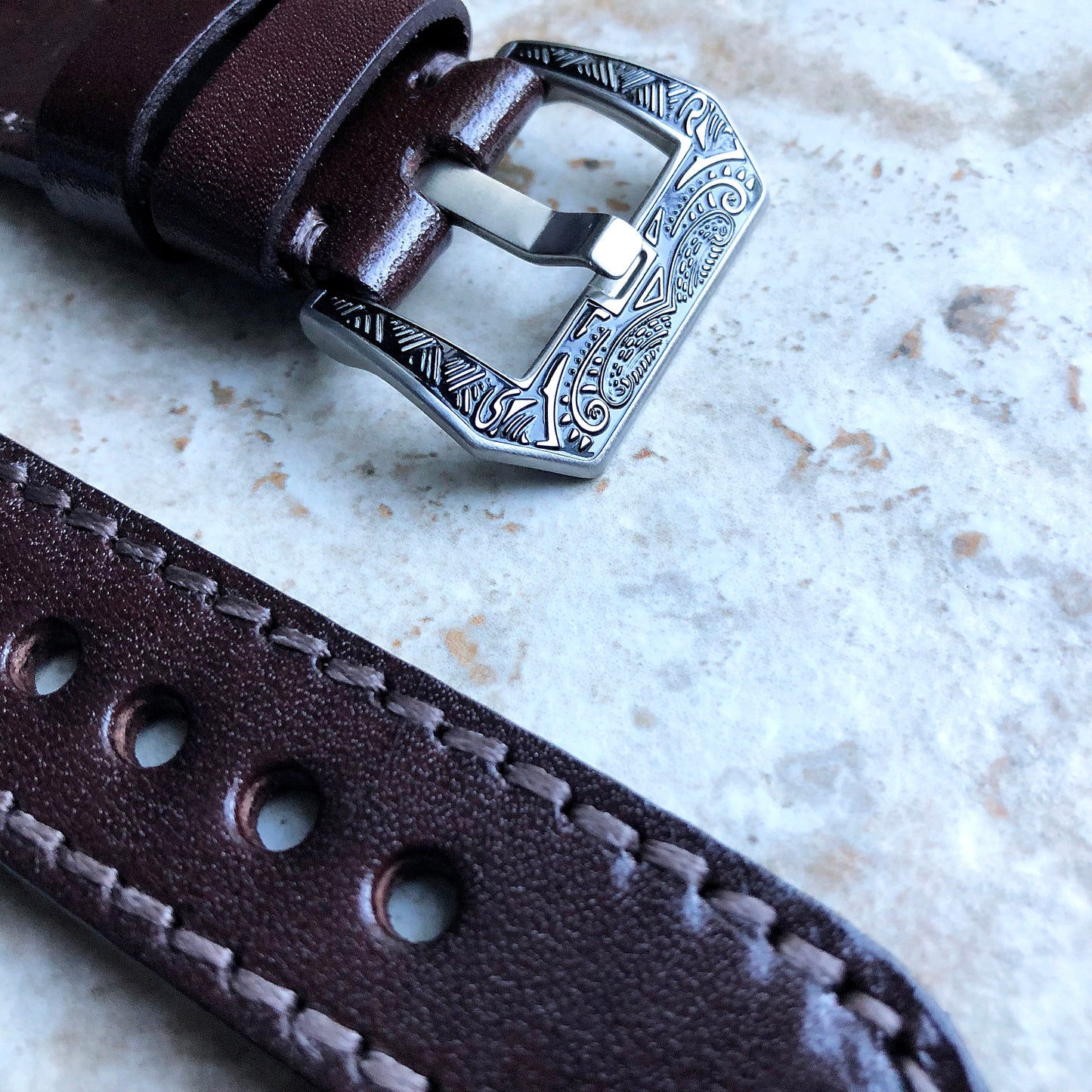 Fitbit Versa 2 3 4 Sense 2 Dark Brown Band Fully Stitched Handmade Thick Leather Strap Bracelet Watch Quick Release Silver Rose Gold Black