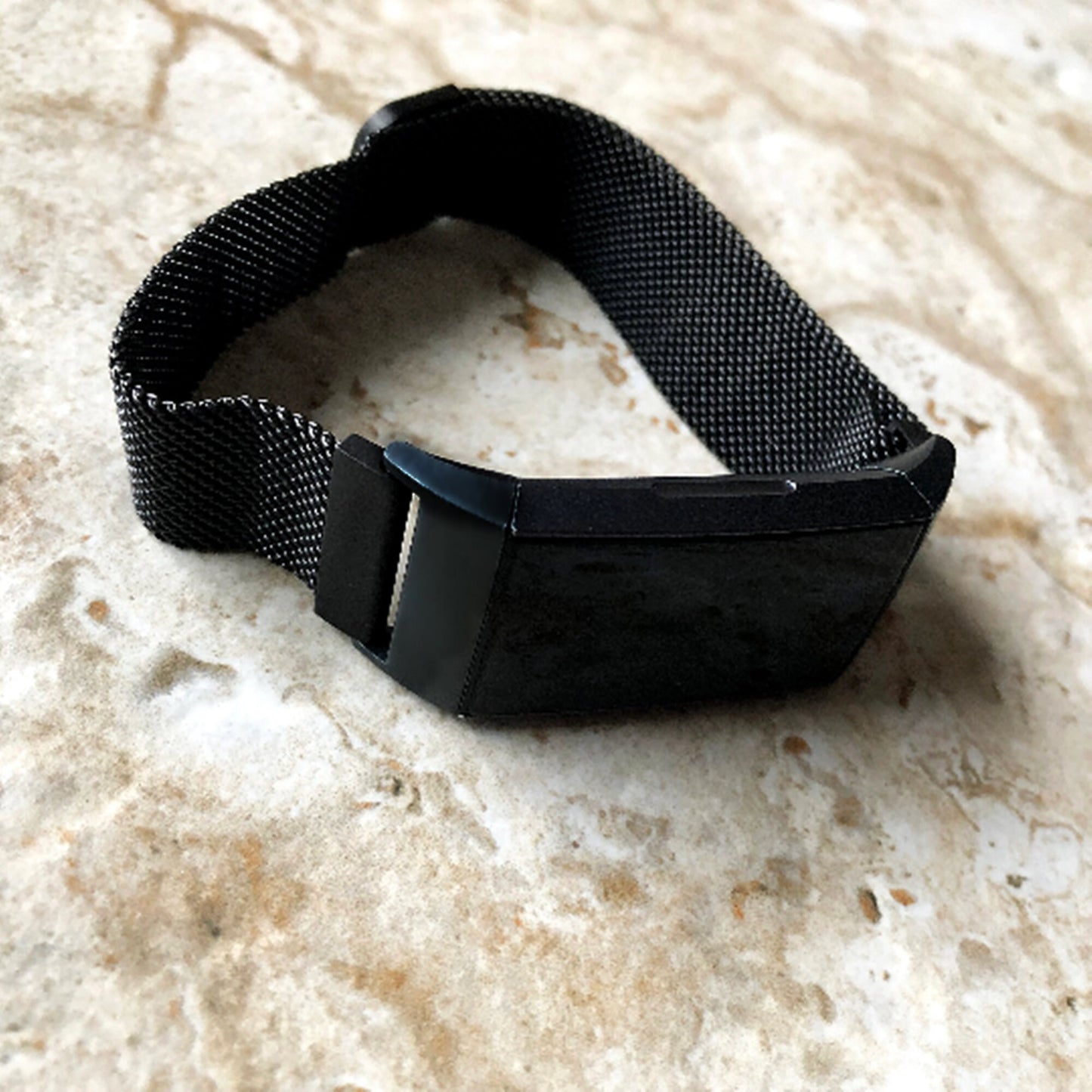 Fitbit Charge 4 3 Graphite Black Modern Bracelet for Fitness Tracker Stainless Steel Adjustable Milanese Mesh Band Strap Magnetic Closure