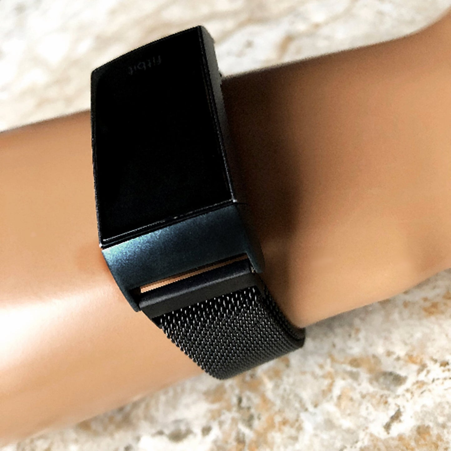 Fitbit Charge 4 3 Graphite Black Modern Bracelet for Fitness Tracker Stainless Steel Adjustable Milanese Mesh Band Strap Magnetic Closure