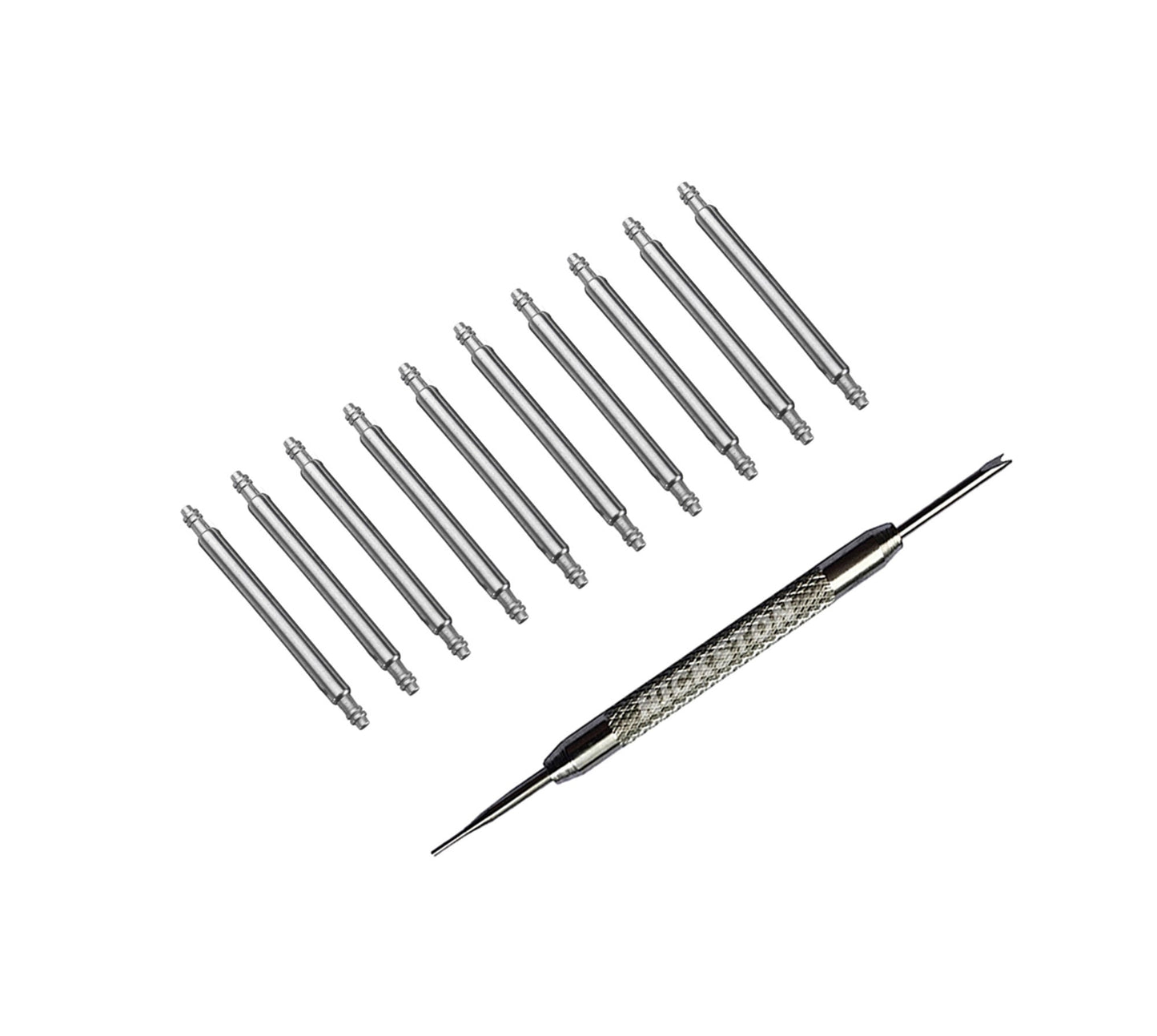 10 Stainless Steel Spring Bar Pins with Tool for Watch Band Buckle 8 9 10 11 12 13 14 15 16 17 18 19 20 21 22 23 24 25 26mm Lug Attachment