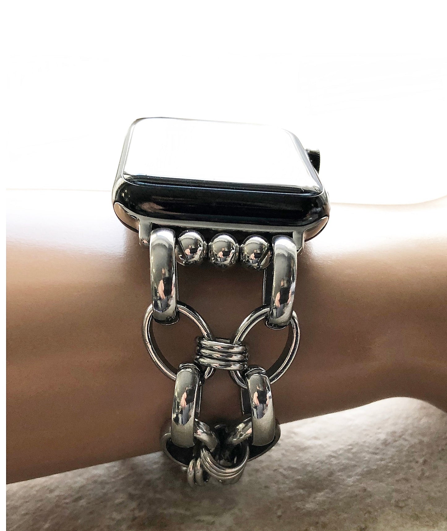 Apple Braided Silver Color Stainless Steel Bracelet for Ultra 2 9 8 7 SE 6 5 4 3 2 1 Case 38 40 41 42mm 44mm 45mm 49mm iWatch Band Handmade