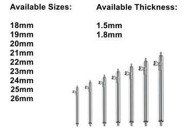 6pcs Stainless Steel Quick Release Spring Bar Pins for Watch Bands Straps 18mm 19mm 20mm 21mm 22mm 23mm 24mm 25mm 26mm Lug Attachment