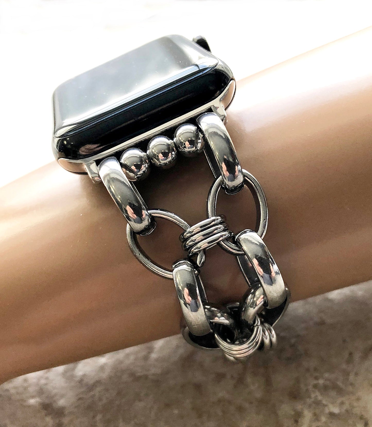 Apple Braided Silver Color Stainless Steel Bracelet for Ultra 2 9 8 7 SE 6 5 4 3 2 1 Case 38 40 41 42mm 44mm 45mm 49mm iWatch Band Handmade