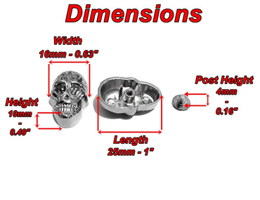 6pcs Stainless Steel Skulls with Screw Back Conchos Rivets for Crafting Leather Fabric Clothes Backpacks Bags Wallets Belts Hats Shoes