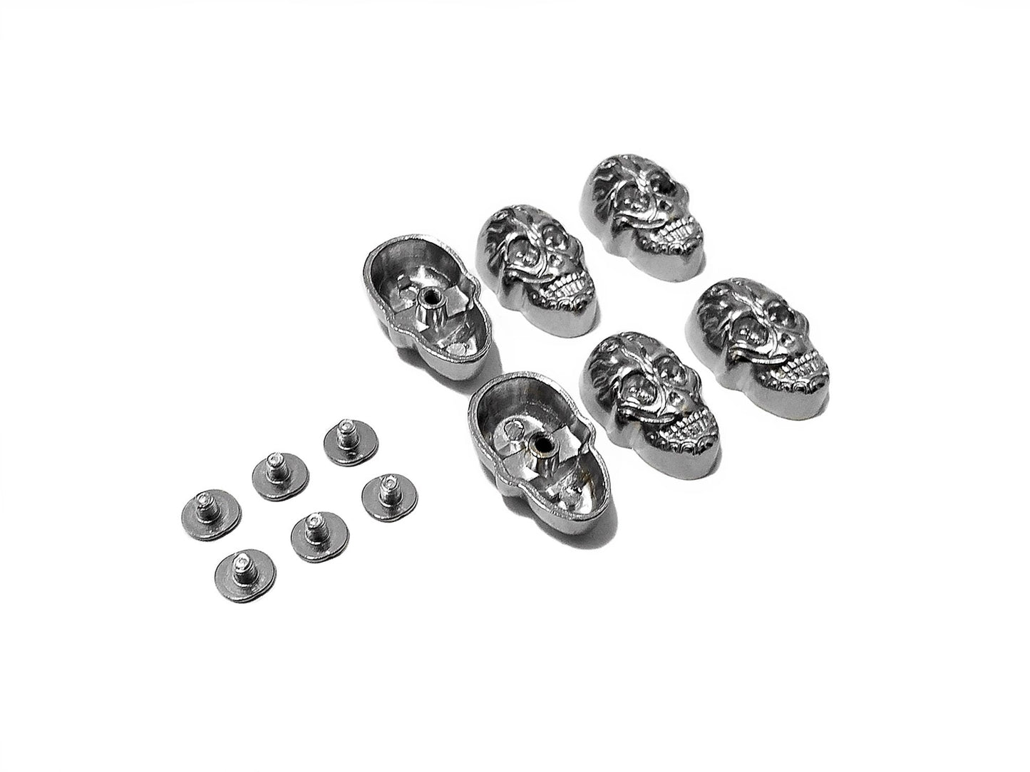6pcs Stainless Steel Skulls with Screw Back Conchos Rivets for Crafting Leather Fabric Clothes Backpacks Bags Wallets Belts Hats Shoes