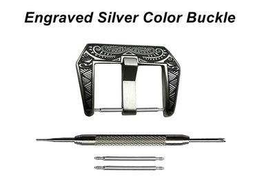 4pcs Set Wide Buckles for 18mm 20mm 22mm 24mm Watch Straps Bands Stainless Steel Kit Engraved Silver Black Rose Gold Finish - Pins Tool