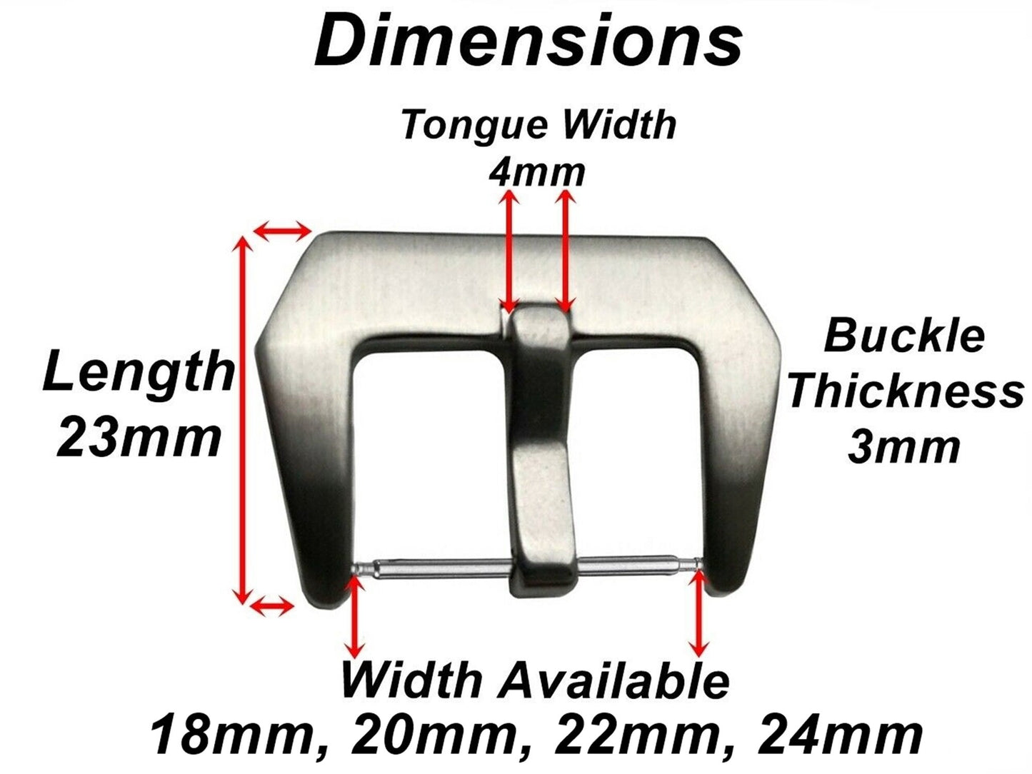 4pcs Set Wide Buckles for 18mm 20mm 22mm 24mm Watch Straps Bands Stainless Steel Kit Engraved Silver Black Rose Gold Finish - Pins Tool