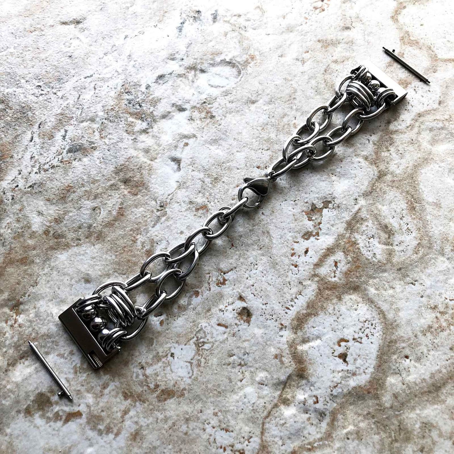 Watch Band 20mm 21mm 22mm 23mm 24mm 25mm 26mm Silver Color Adjustable Bracelet Stainless Steel Chain Links Wrist Casual Luxury Smartwatches