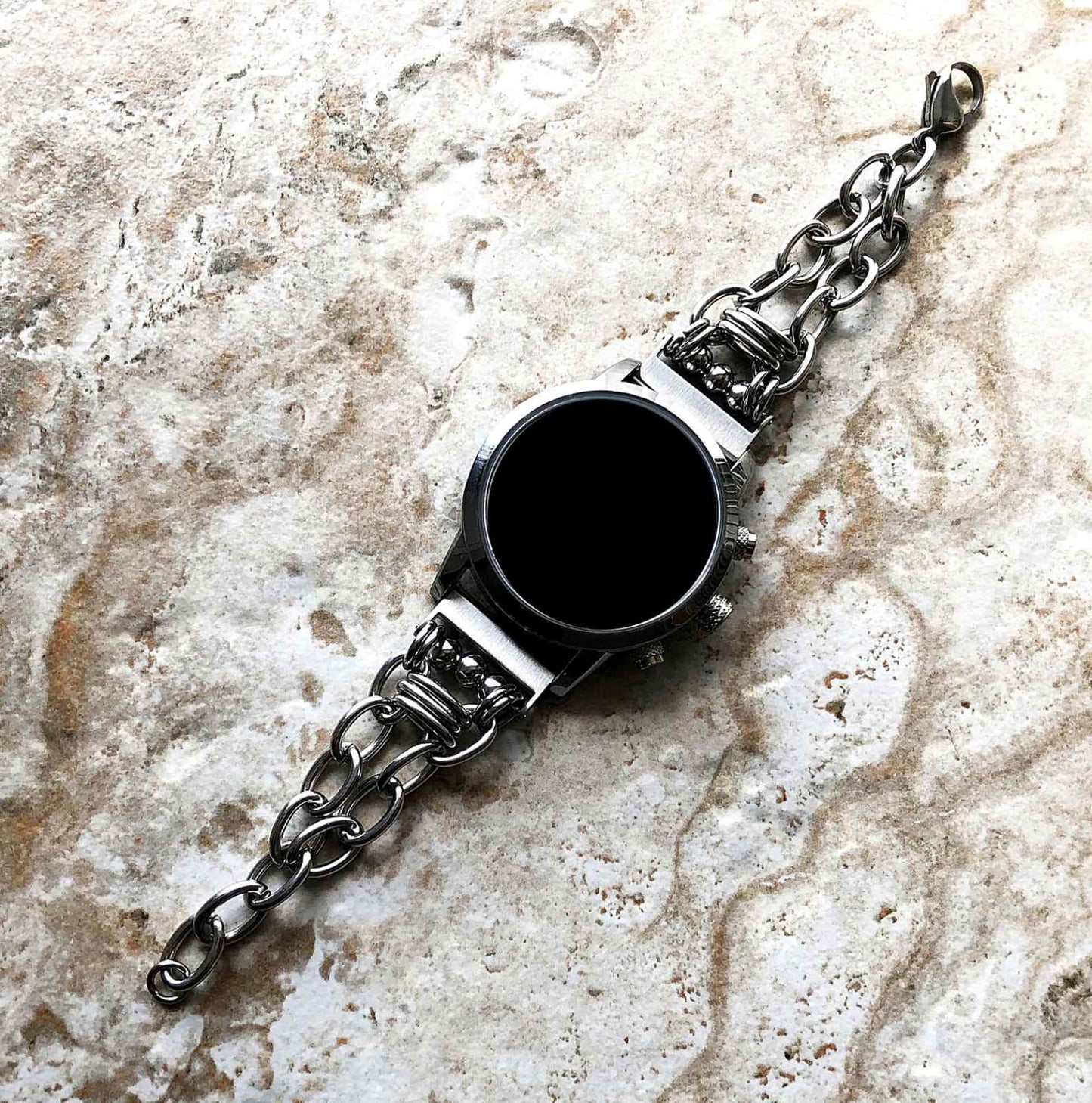 Watch Band 20mm 21mm 22mm 23mm 24mm 25mm 26mm Silver Color Adjustable Bracelet Stainless Steel Chain Links Wrist Casual Luxury Smartwatches