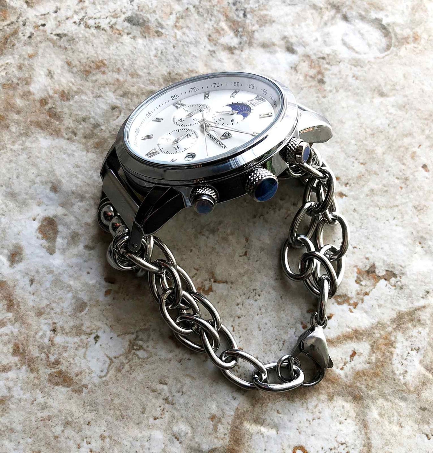 Google Pixel Watch 3 2 1 41mm Band Silver Color Adjustable Bracelet Strap Stainless Steel Chain Links Fashion Accessory Tech Jewelry A20