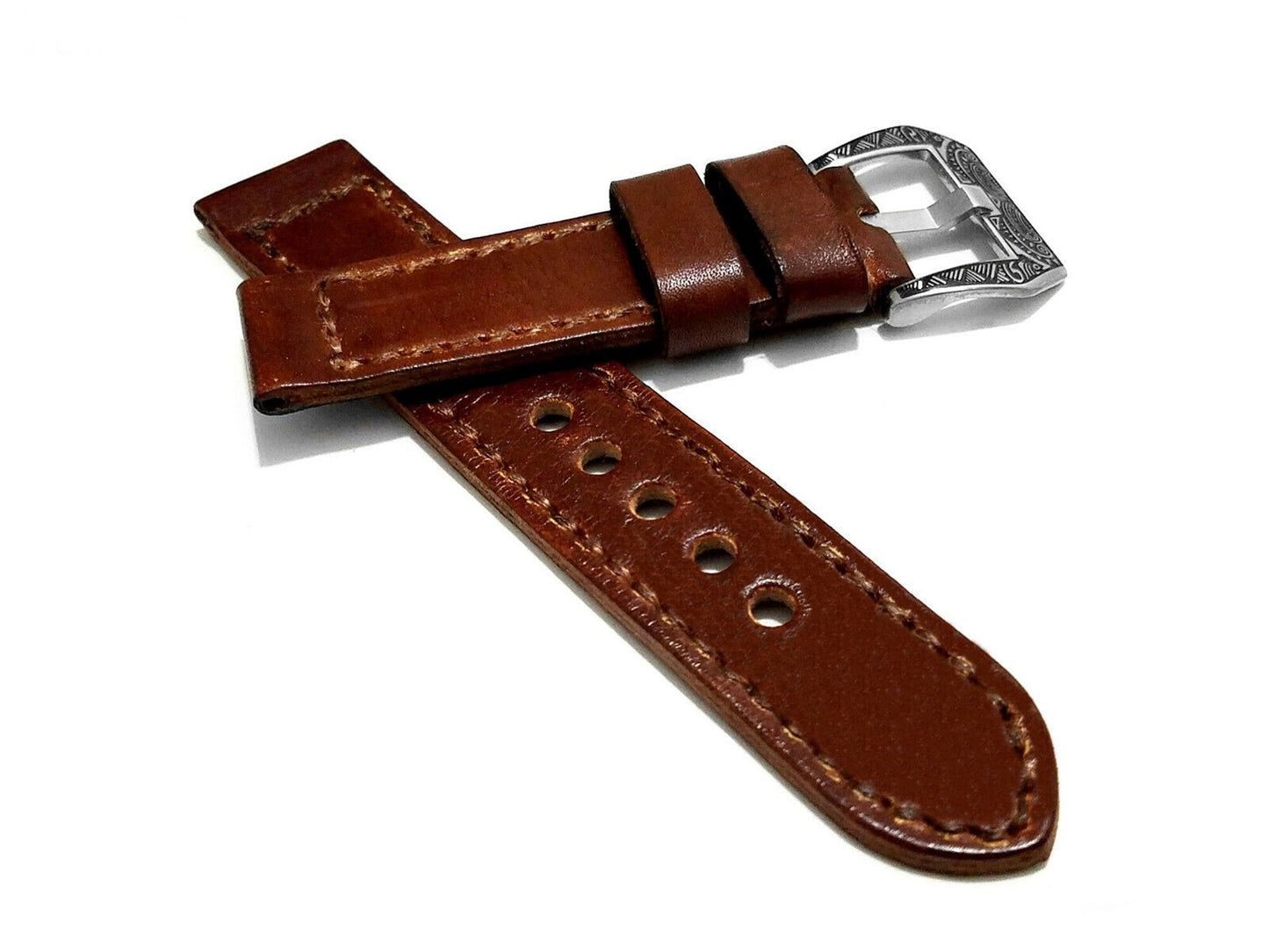 Samsung Dark Brown Band for Galaxy Watch Active 2 40mm 42mm 44mm Premium Leather with Stitches Bracelet Cuff Wristband Strap Pins and Tool