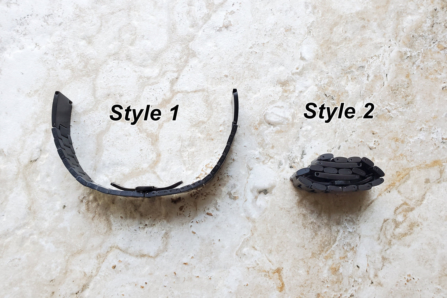 Engraved Watch Band for 22mm Width Lugs Traditional Casual Luxury and Smartwatches Black Color Stainless Steel Strap Bracelet CC3