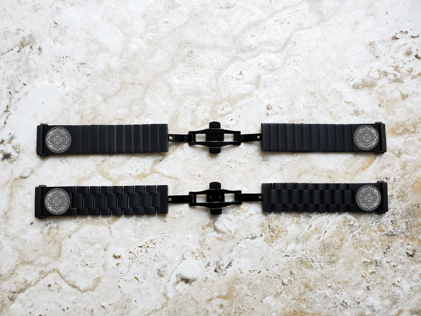 Engraved Watch Band Compatible with Fitbit Versa Lite 2 3 4 and Sense 2 Smartwatches Black Color Stainless Steel Bracelet Strap CC3