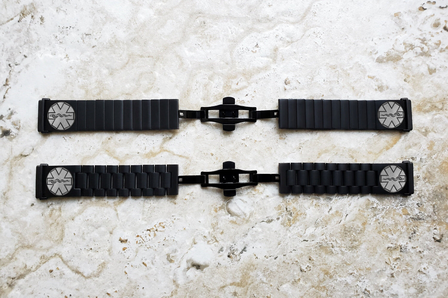 Engraved Watch Band Compatible with Fitbit Versa Lite 2 3 4 and Sense 2 Smartwatches Black Color Stainless Steel Bracelet Strap MS2