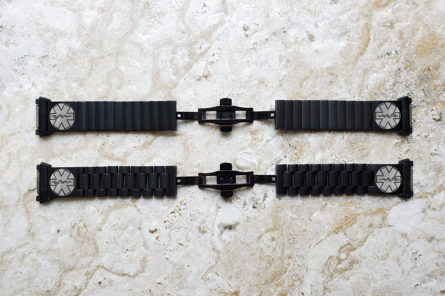Engraved Watch Band Compatible with Fitbit Ionic Smartwatches Black Color Stainless Steel Strap Bracelet with Quick Release Adapters MS2