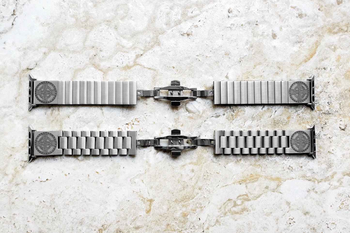 Engraved Watch Band Compatible with Apple iWatch Ultra 2 49mm and 9 8 Series 41mm 45mm Case Silver Stainless Steel Tooled Bracelet Strap CC2