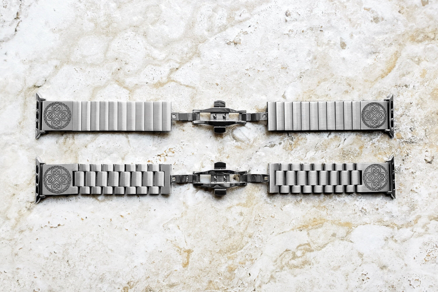 Engraved Watch Band Compatible with Apple iWatch Ultra 2 49mm and 9 8 Series 41mm 45mm Case Silver Stainless Steel Tooled Bracelet Strap CC3
