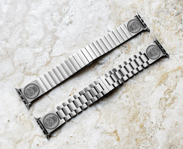 Engraved Watch Band Compatible with Apple iWatch Ultra 2 49mm and 9 8 Series 41mm 45mm Case Silver Stainless Steel Tooled Bracelet Strap SS2