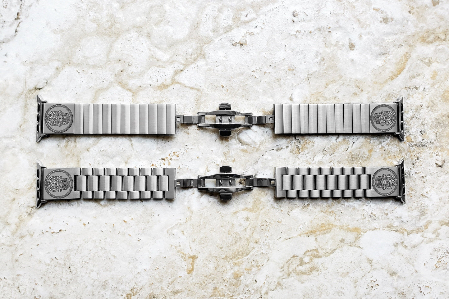Engraved Watch Band Compatible with Apple iWatch Ultra 2 49mm and 9 8 Series 41mm 45mm Case Silver Stainless Steel Tooled Bracelet Strap SS2