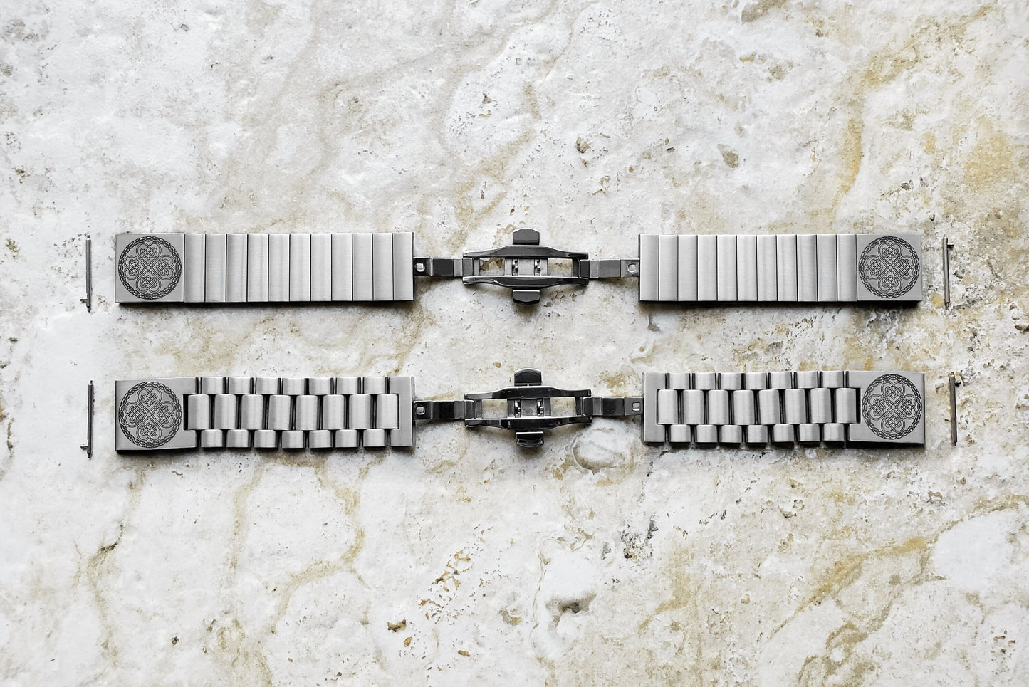 Engraved Watch Band for 22mm 24mm 25mm Lugs Traditional Casual Luxury and Smartwatches Silver Color Stainless Steel Bracelet Strap CC3