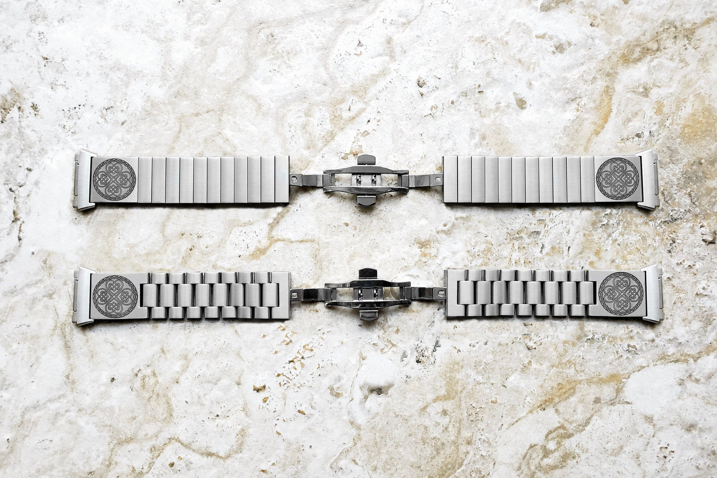 Engraved Watch Band Compatible with Fitbit Ionic Smartwatches Silver Color Stainless Steel Bracelet Strap with Quick Release Adapters CC3