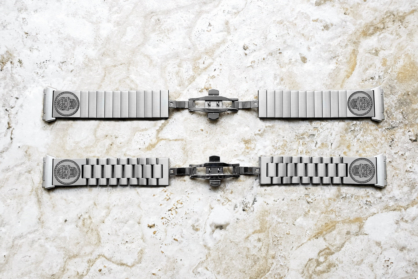 Engraved Watch Band Compatible with Fitbit Ionic Smartwatches Silver Color Stainless Steel Strap Bracelet with Quick Release Adapters SS2