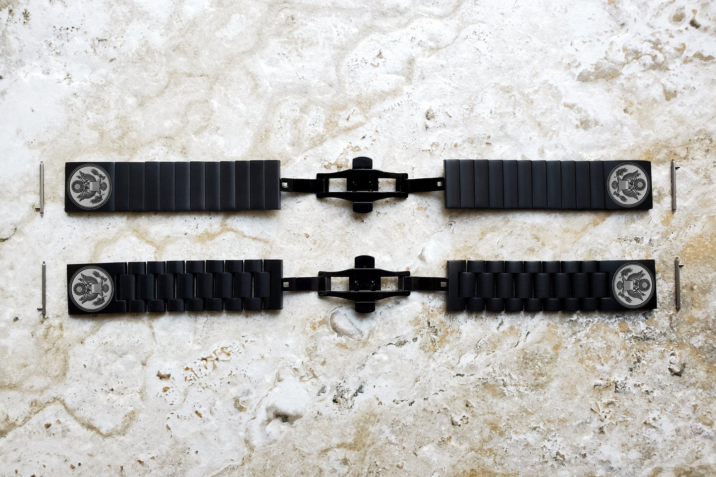 Engraved Watch Band Compatible with Samsung Galaxy Watch 3 45mm 46mm Gear S3 Frontier and Classic Black Stainless Steel Strap AS1-B22