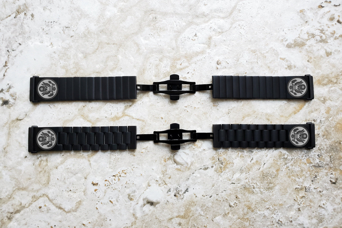 Engraved Watch Band Compatible with Fitbit Versa Lite 2 3 4 and Sense 2 Smartwatches Black Color Stainless Steel Bracelet Strap AS1