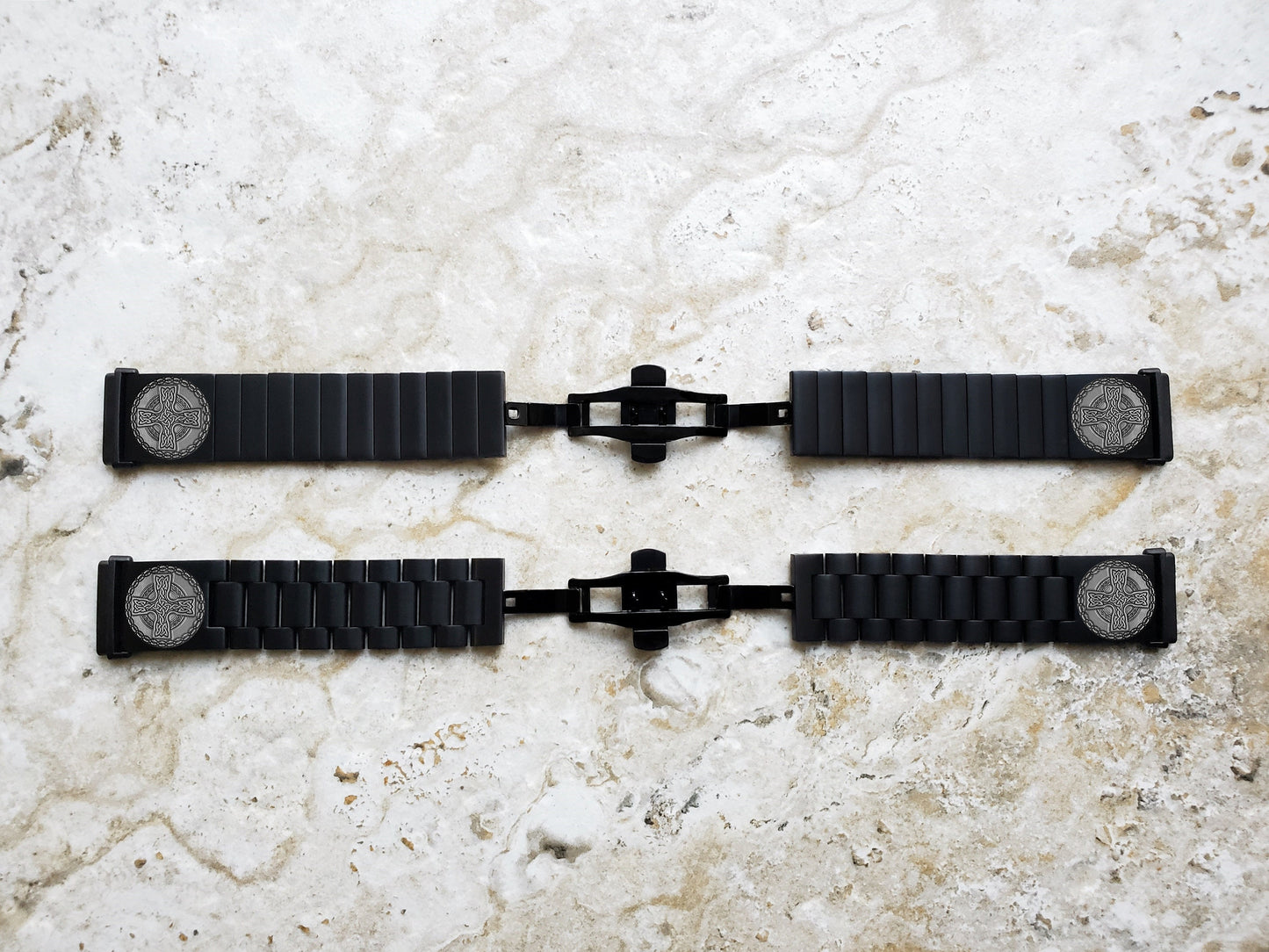 Engraved Watch Band Compatible with Fitbit Versa Lite 2 3 4 and Sense 2 Smartwatches Black Color Stainless Steel Strap Bracelet CC2