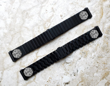 Engraved Watch Band Compatible with Fitbit Versa Lite 2 3 4 and Sense 2 Smartwatches Black Color Stainless Steel Bracelet Strap MS2