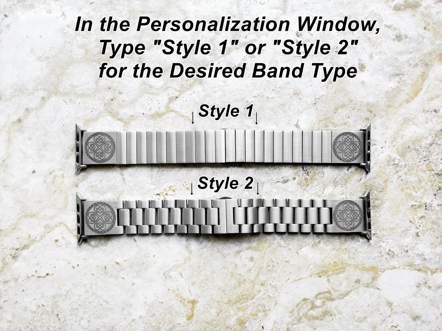 Engraved Watch Band Compatible with Apple iWatch Ultra 2 9 8 7 SE 6 5 4 3 2 1 Case 38mm 40mm 41mm 42mm 44mm 45mm 49mm St Steel Strap CC3