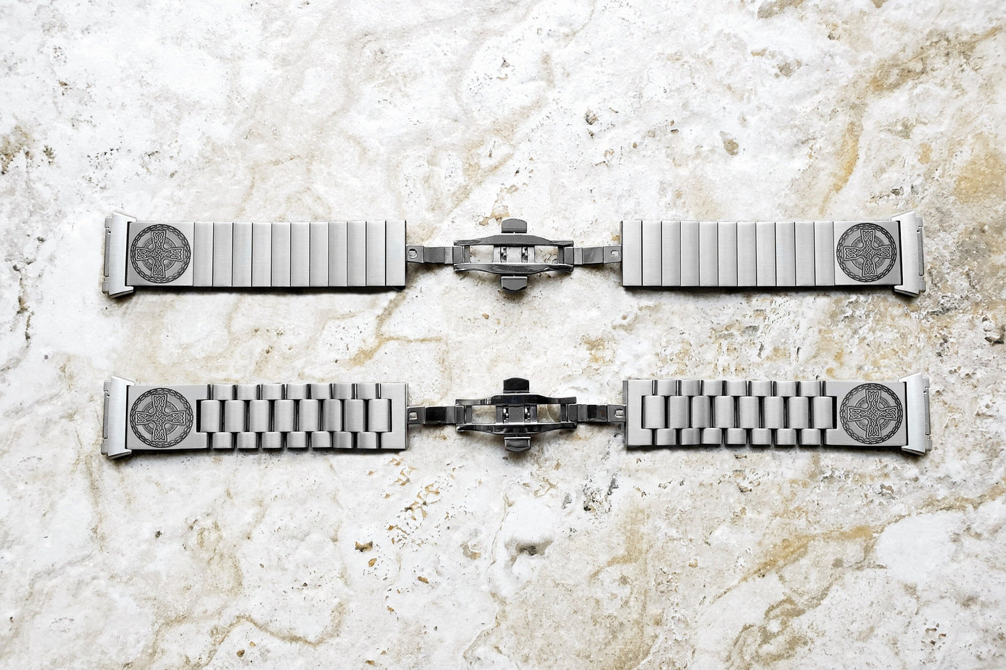 Engraved Watch Band Compatible with Fitbit Ionic Smartwatches Silver Color Stainless Steel Strap Bracelet with Quick Release Adapters CC2