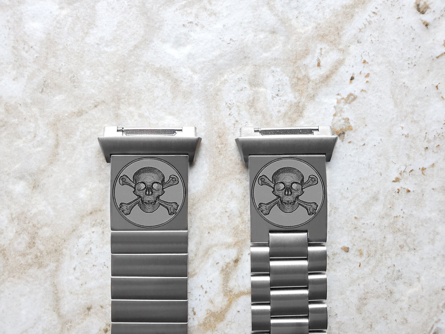 Engraved Watch Band Compatible with Fitbit Ionic Smartwatches Silver Color Stainless Steel Bracelet Strap with Quick Release Adapters SC2