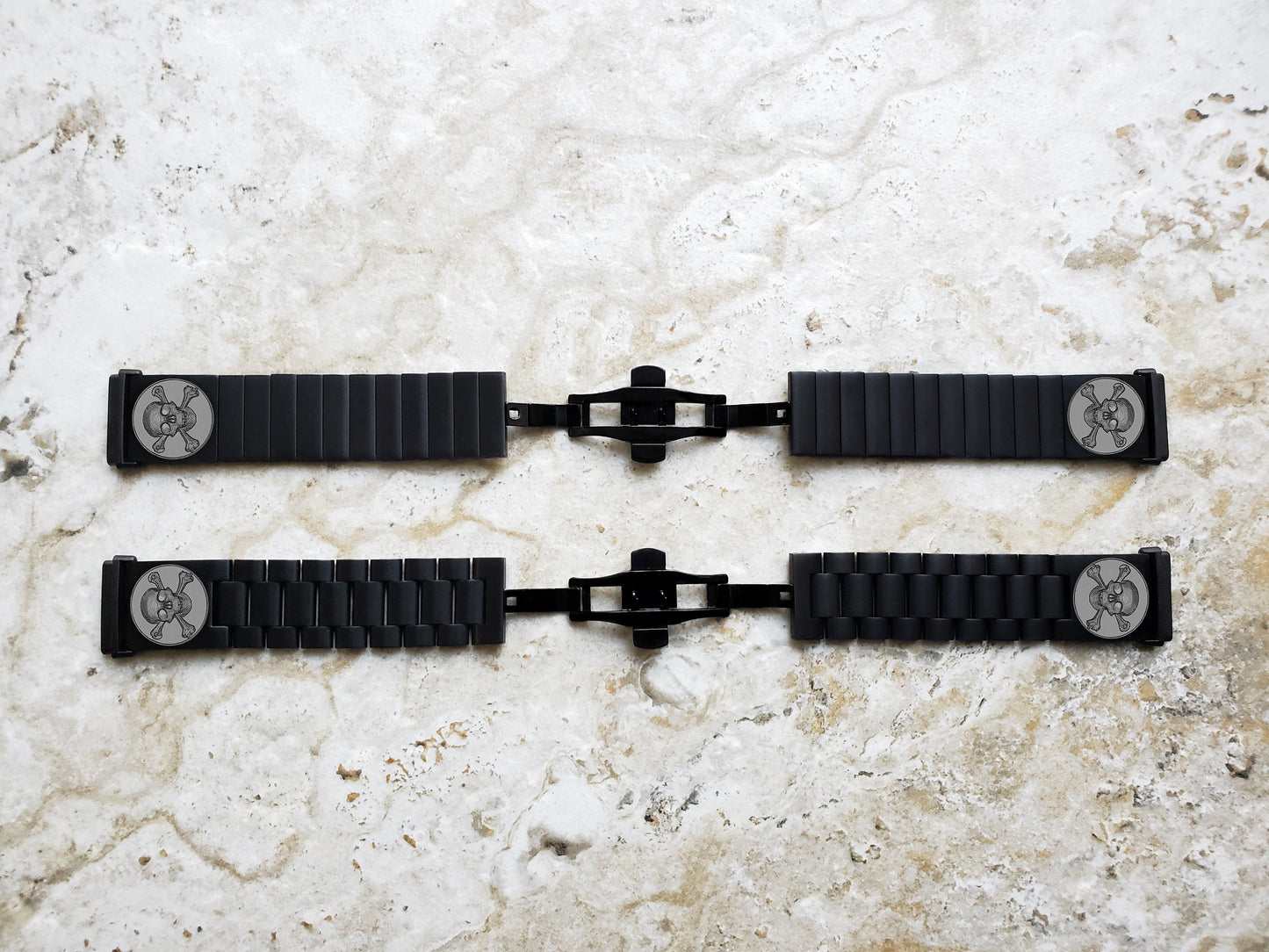 Engraved Watch Band Compatible with Fitbit Versa Lite 2 3 4 and Sense 2 Smartwatches Black Color Stainless Steel Bracelet Strap SC2