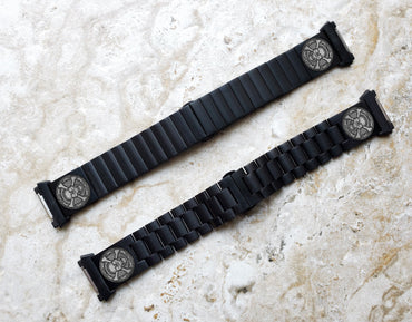 Engraved Watch Band Compatible with Fitbit Ionic Smartwatches Black Color Stainless Steel Strap Bracelet with Quick Release Adapters SC3