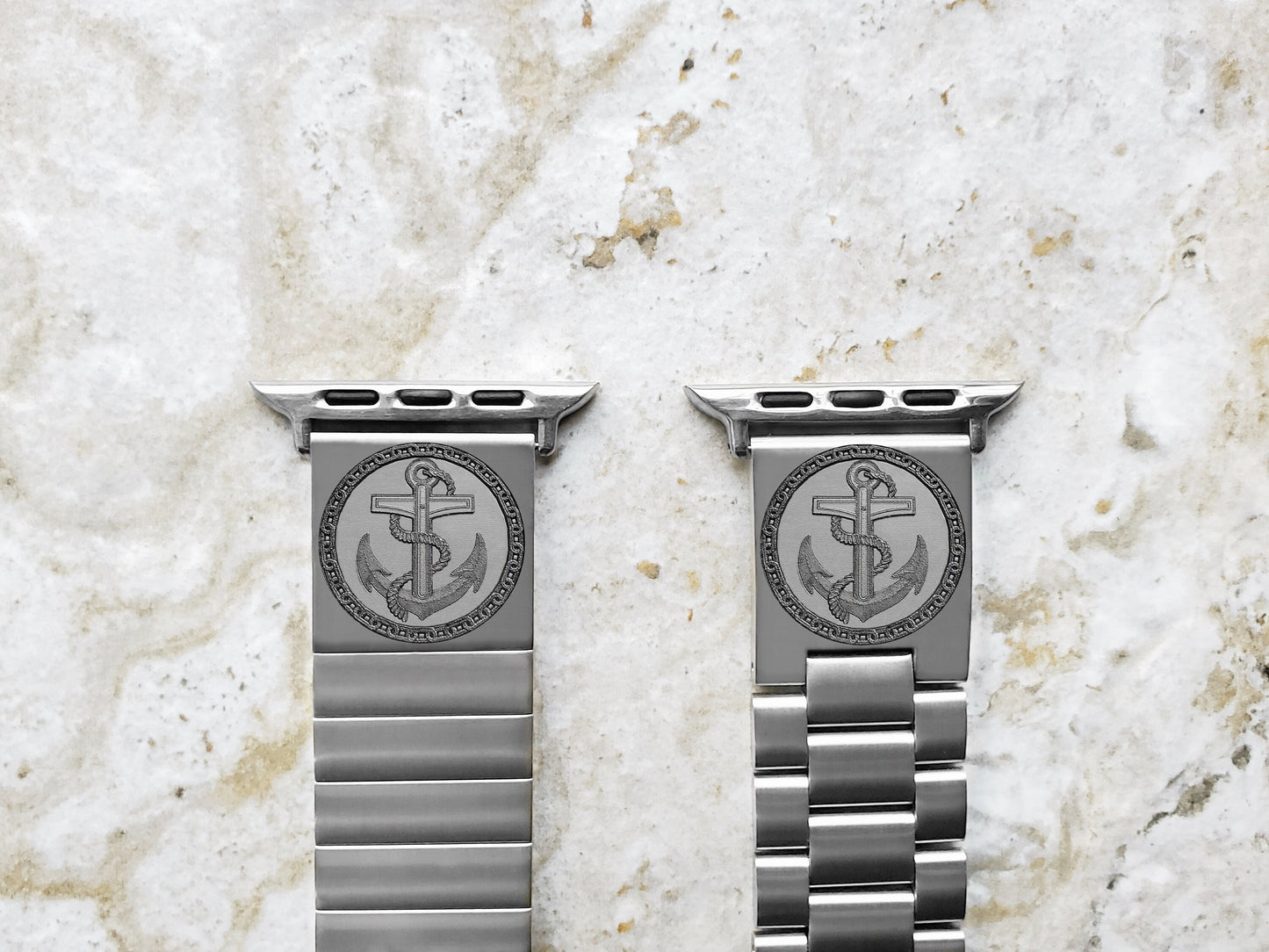Engraved Watch Band Compatible with Apple iWatch Ultra 2 9 8 7 SE 6 5 4 3 2 1 Case 38mm 40mm 41mm 42mm 44mm 45mm 49mm St Steel Strap AN1