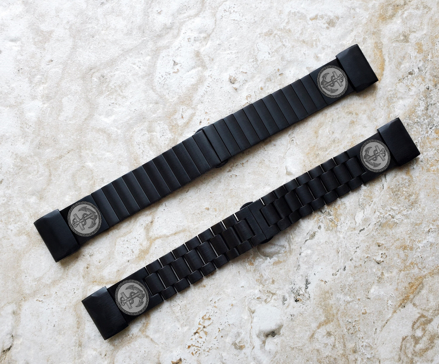 Engraved Watch Band for Garmin Fenix 7X Pro 6X Pro 5X Plus Fenix 3 Descent Mk3i 51mm Mk2i Mk2 Mk1 Enduro 2 Black Stainless Steel AN1 A26