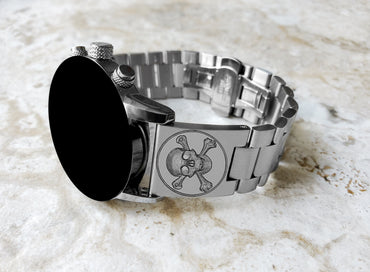 Engraved Watch Band Compatible with Samsung Galaxy Watch 3 45mm 46mm Gear S3 Frontier and Classic Stainless Steel Bracelet Strap SC2 -B22