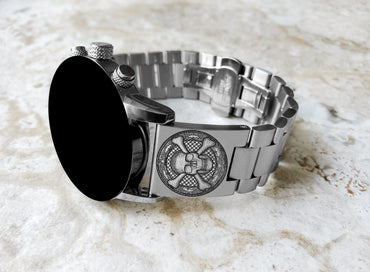 Engraved Watch Band Compatible with Samsung Galaxy Watch 3 45mm 46mm Gear S3 Frontier and Classic Stainless Steel Strap Bracelet SC3-B22