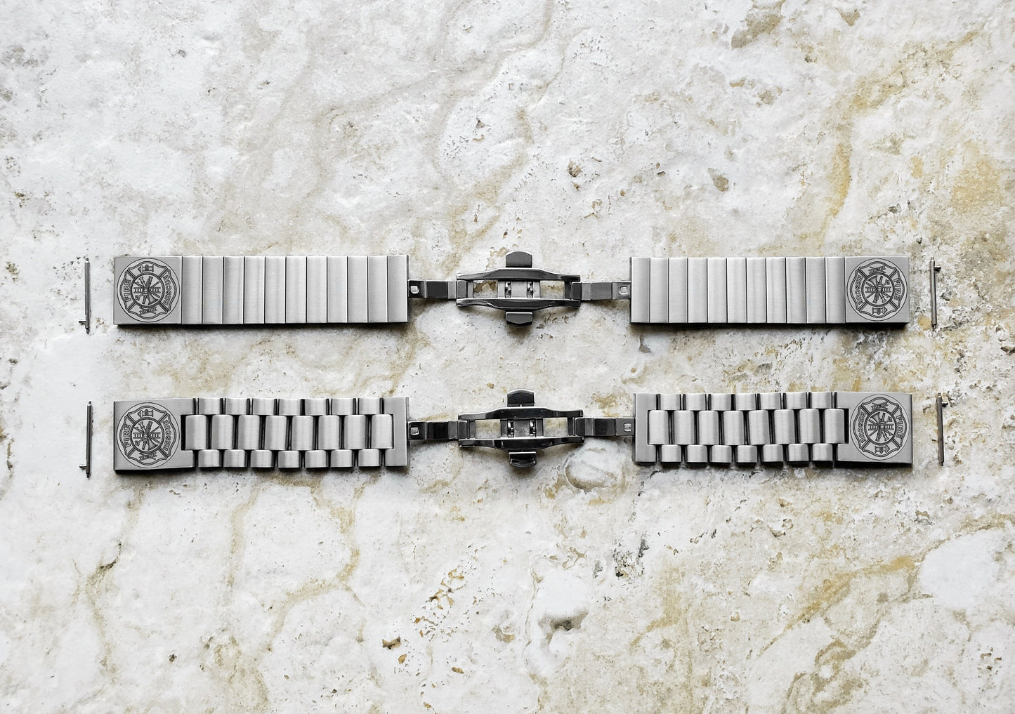Engraved Watch Band for 22mm 24mm 25mm Lugs Traditional Casual Luxury and Smartwatches Silver Color Stainless Steel Bracelet Strap F1