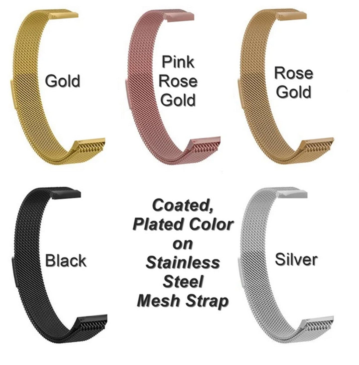 Fitbit Charge 2 3 4 5 6 Modern Band Compatible with Fitness Tracker Pink Rose Gold Black Silver Adjustable Milanese Strap Magnetic Closure