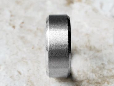 Wedding Band Ring Silver Brushed and Polished Color Stainless Steel Unisex Fashion Jewelry for Women and Men Tarnish Resistant 8mm Wide