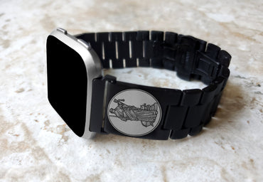 Lady Justice Engraved Band Compatible with Fitbit Versa Lite 2 3 4 and Sense 2 Smartwatches Black Color Stainless Steel Bracelet Strap BJ2