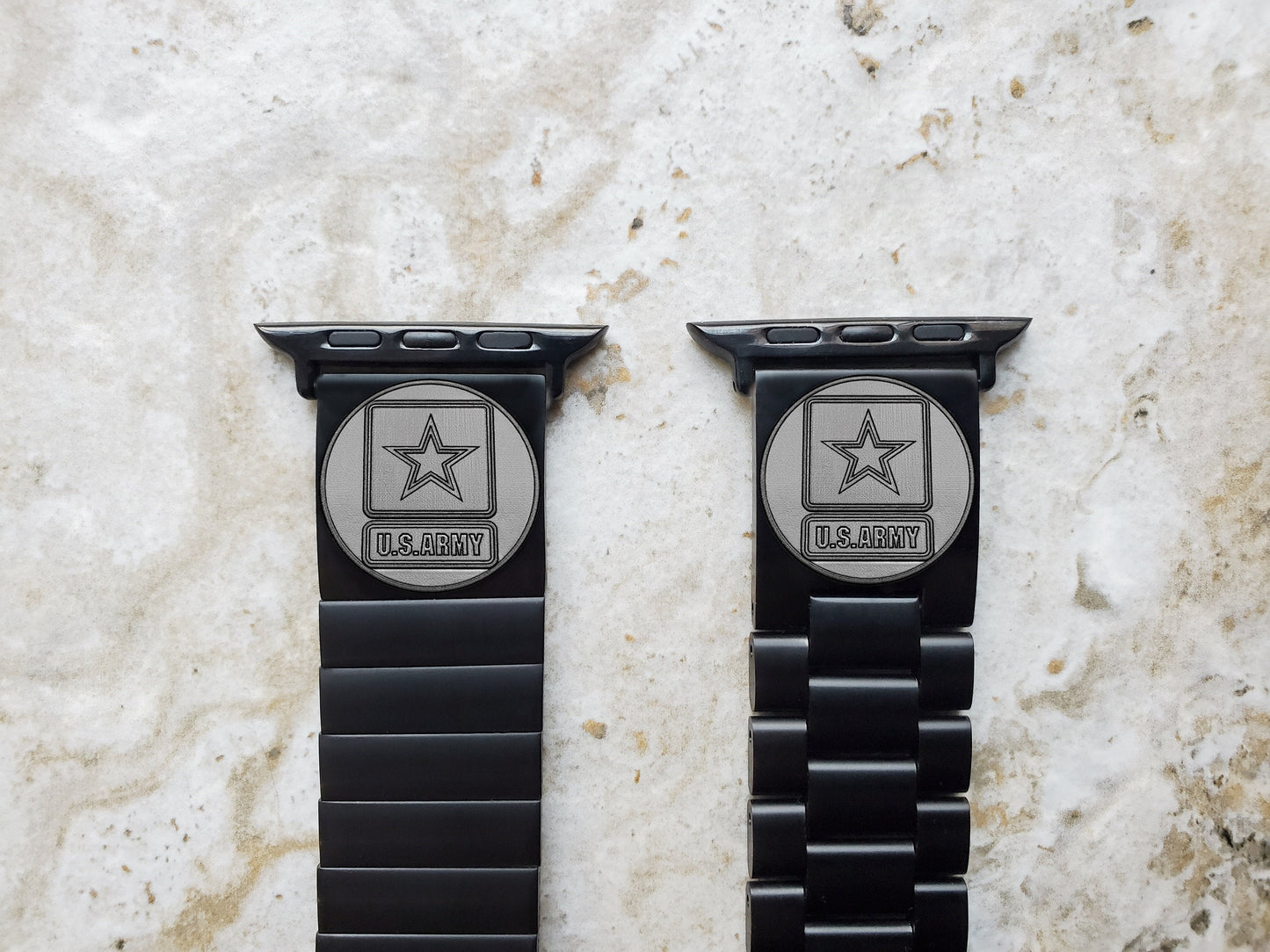 US Army Engraved Band Compatible with Apple iWatch Ultra 2 9 8 7 SE 6 5 4 3 2 Case 38mm 40mm 41mm 42mm 44mm 45mm 49mm Black St Steel US1