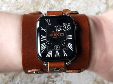 Apple Watch Band Cuff Bund Steampunk Wide Strap Leather Bracelet for iWatch Ultra 2 49mm 45mm 44mm 41mm 9 8 7 SE 6 5 4 3 2 1 38mm 40 42mm BR