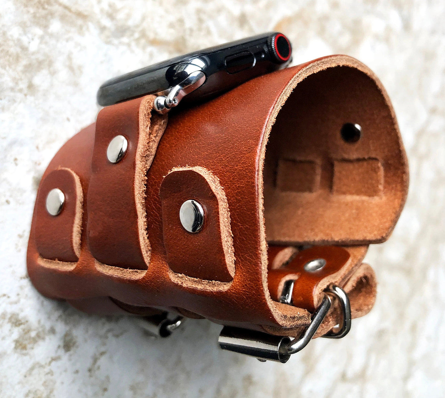 Apple Watch Band Cuff Bund Steampunk Wide Strap Leather Bracelet for iWatch Ultra 2 49mm 45mm 44mm 41mm 9 8 7 SE 6 5 4 3 2 1 38mm 40 42mm BR