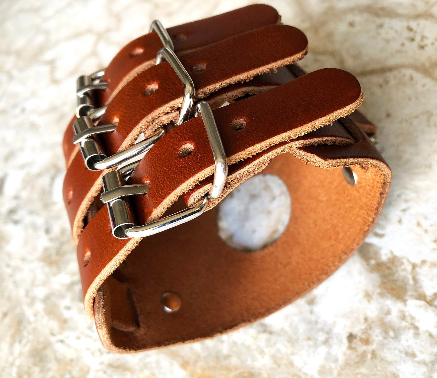 Fitbit Versa 2 3 4 Sense 2 Lite Watch Band Cuff Bund Steampunk Wide Strap Genuine Soft Leather Adjustable Bracelet Brown Color