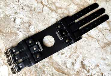 Fitbit Versa 2 3 4 Sense 2 Lite Watch Band Cuff Bund Steampunk Wide Strap Genuine Soft Leather Adjustable Bracelet Black Color